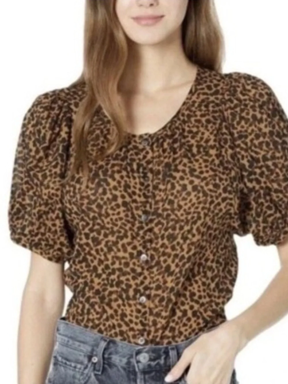 Madewell Brown Leopard-Print Button Down Blouse NWT - M
